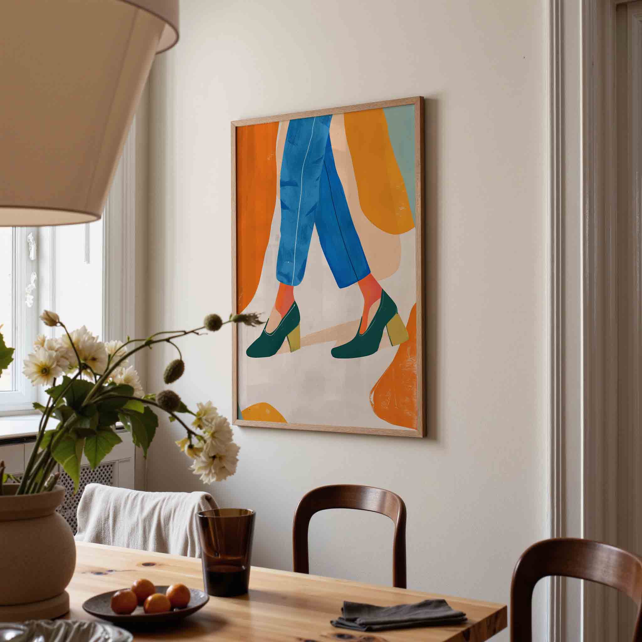 Stappen in blauwe broek Poster