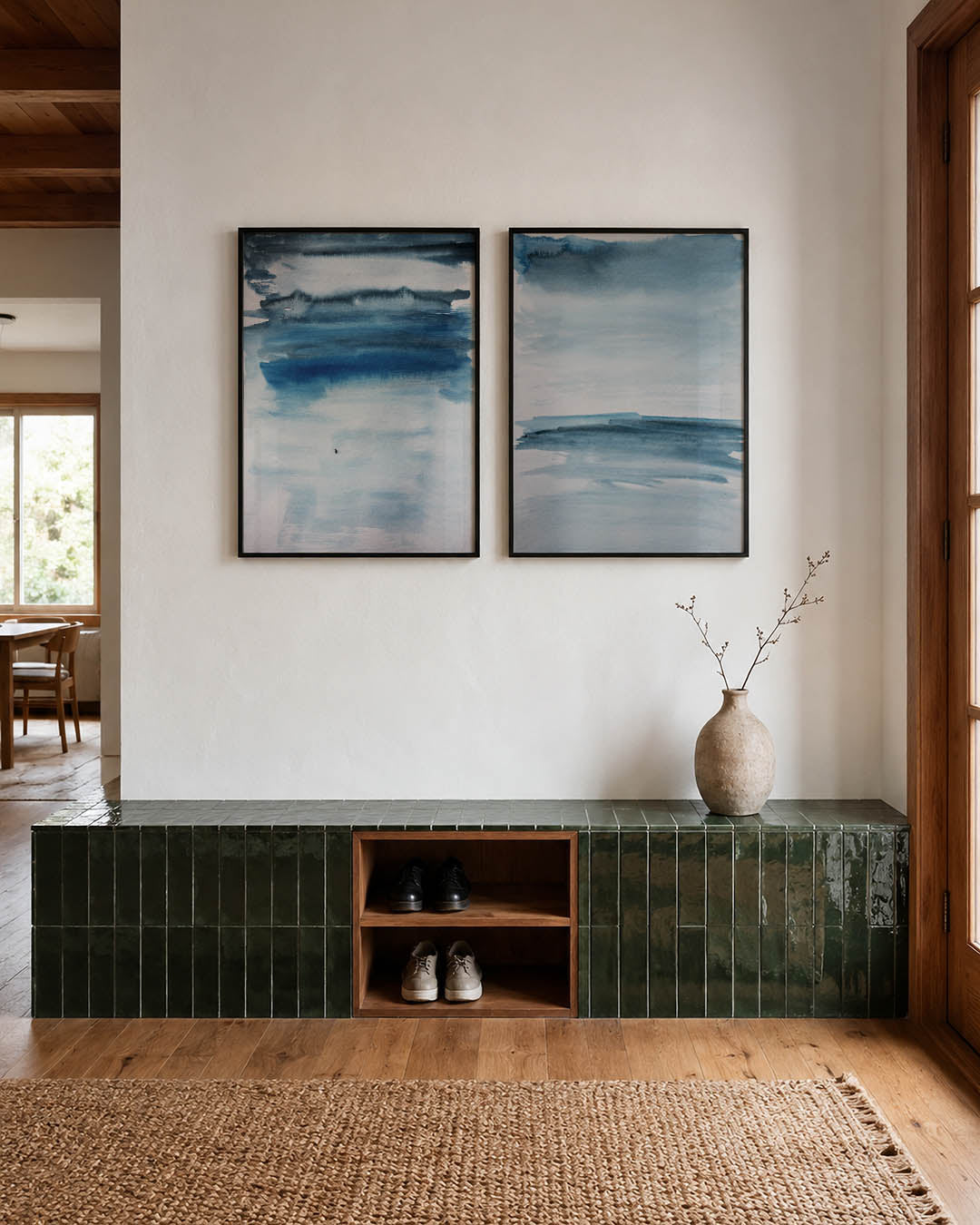 Blauwe waterverf Posterset