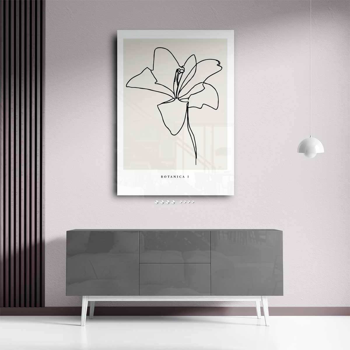 Elegante Bloemenlijntekening Kunstwerk-canvas-dibond-plexiglas-wanddecoratie-WallArtistic
