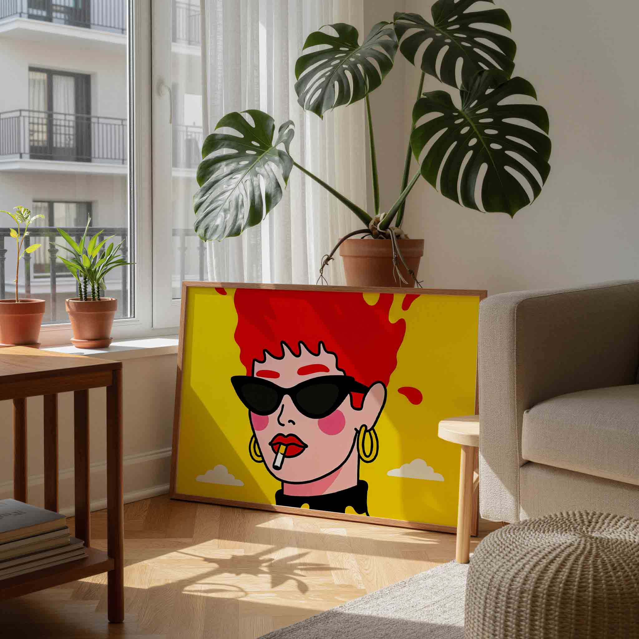 Vrouw met zonnebril Poster
