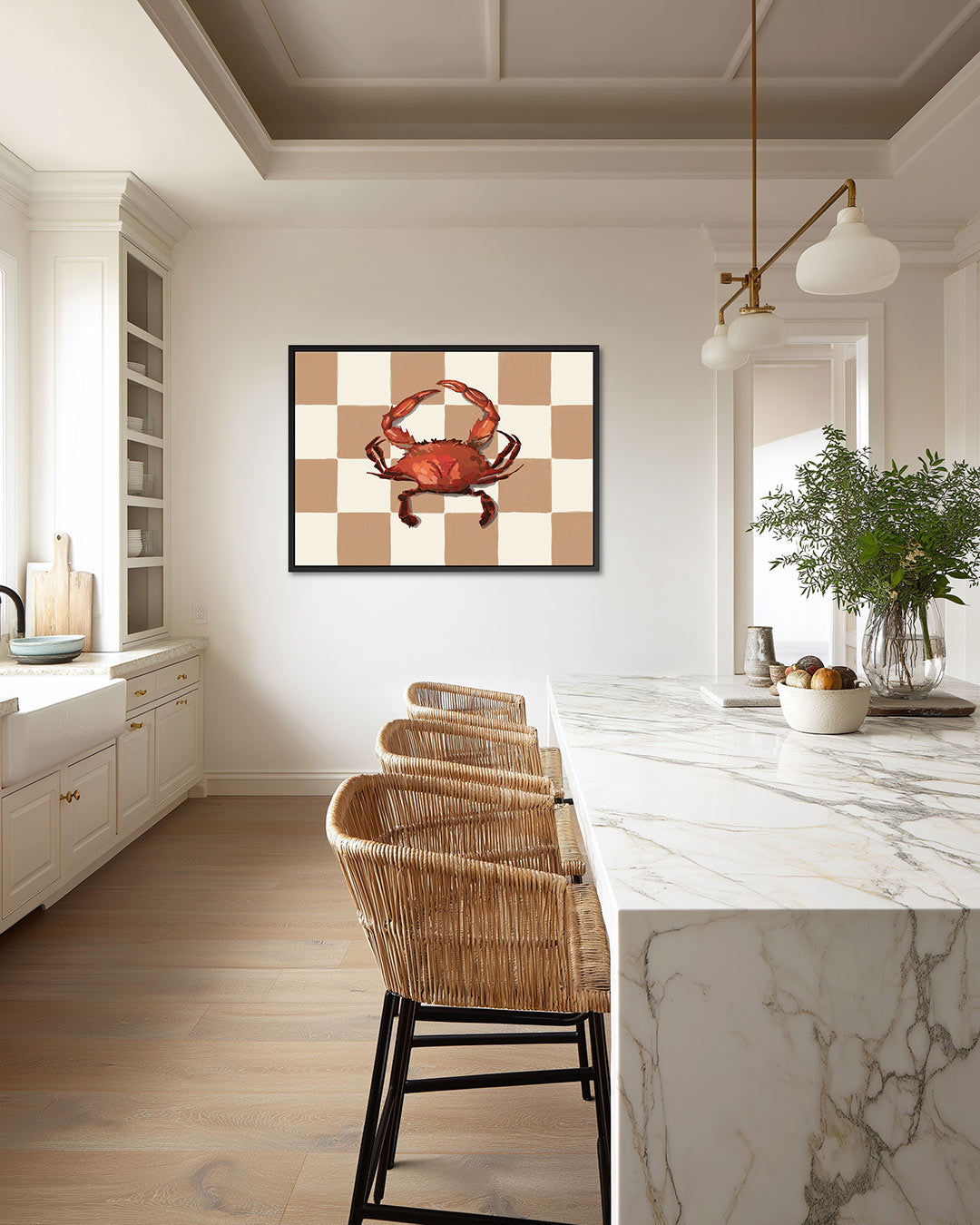 Krab op geruit patroon Kunstwerk