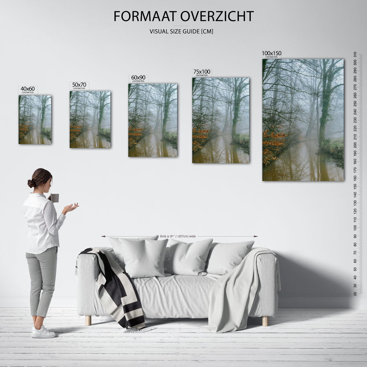 Mistig boslandschap Kunstwerk