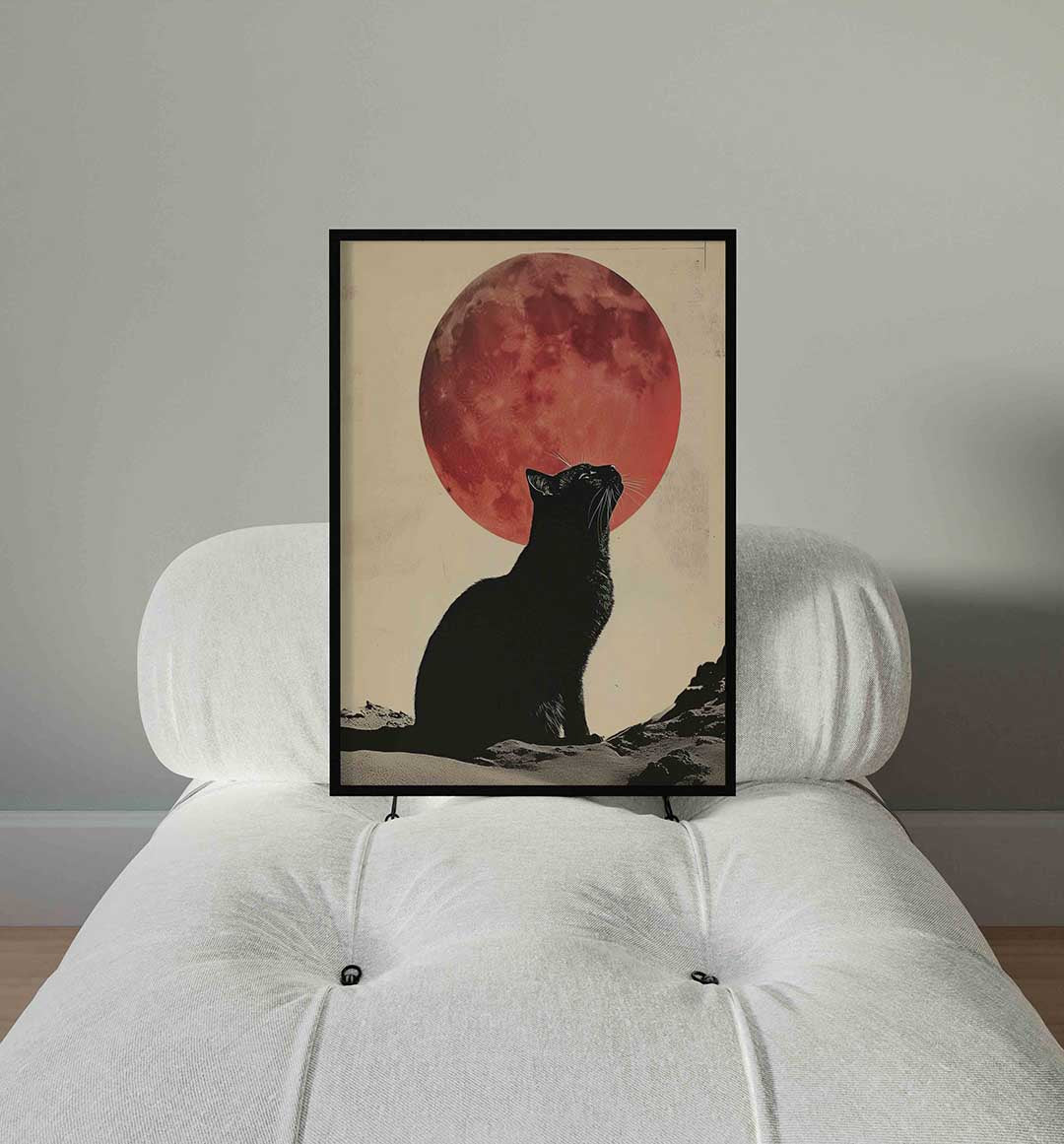 Kat en rode maan Poster