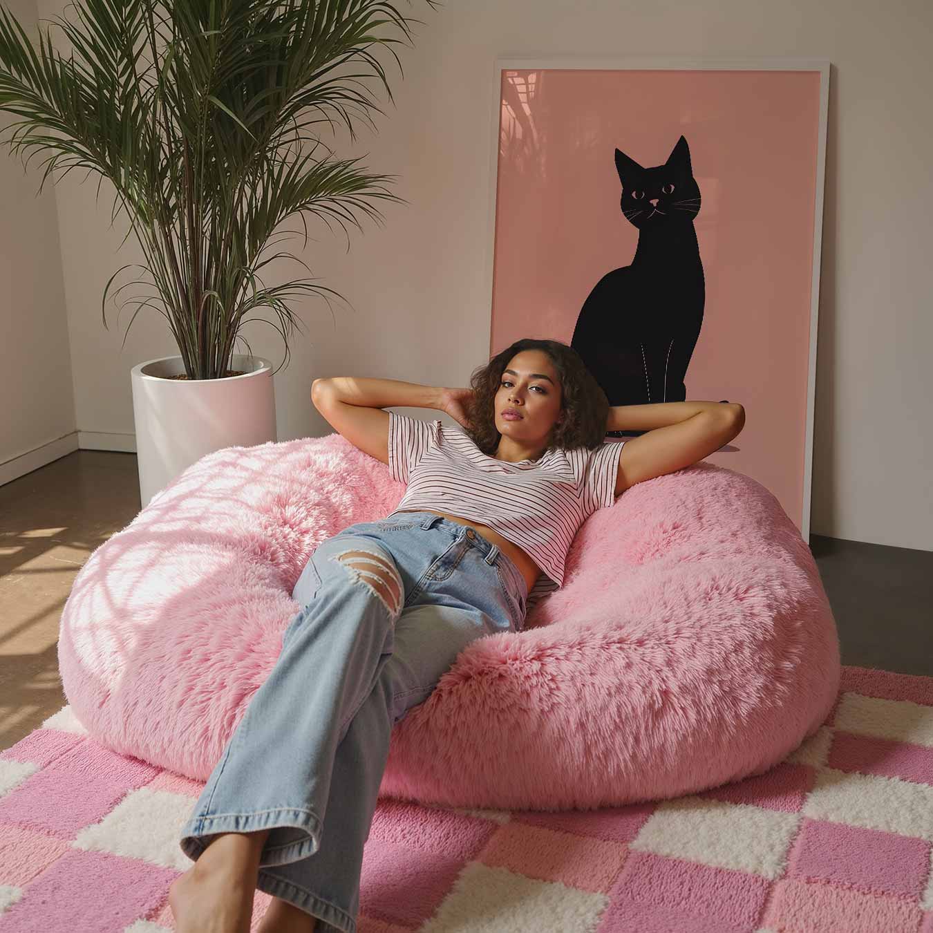 Elegante Kat op Zachte Achtergrond Poster-WallArtistic