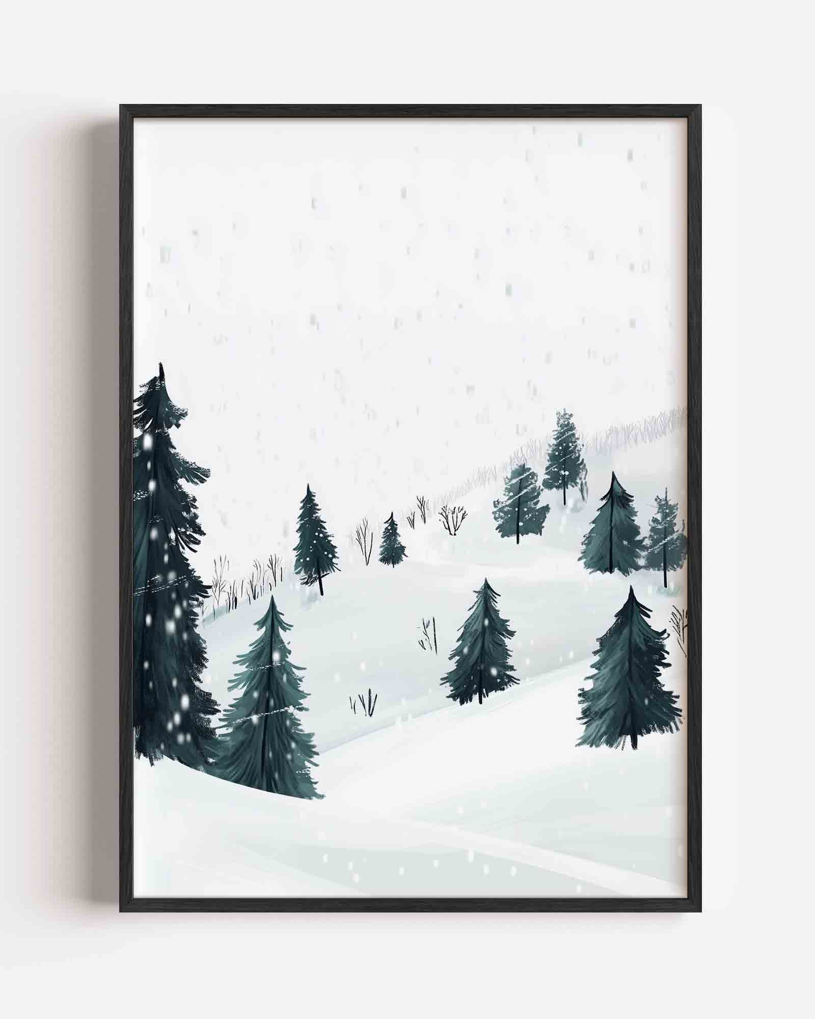 Sneeuwlandschap met bomen Poster