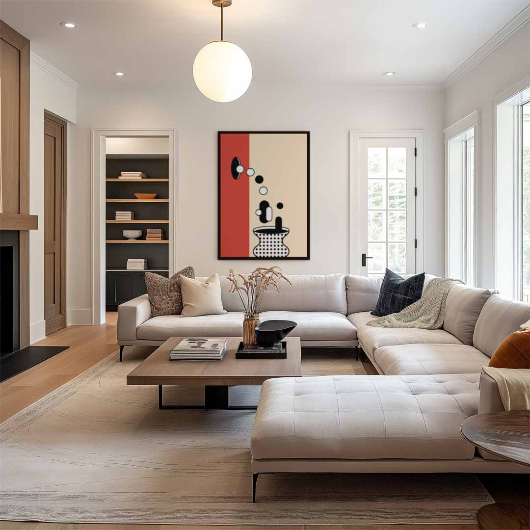 Geometrische Vaas in Stippen Kunstwerk-canvas-dibond-plexiglas-wanddecoratie-WallArtistic