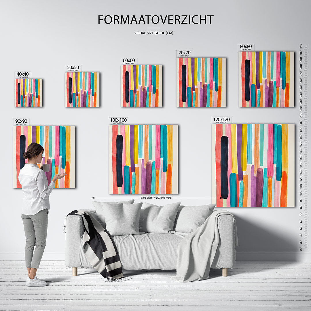 Kleurrijke verticale strepen Kunstwerk