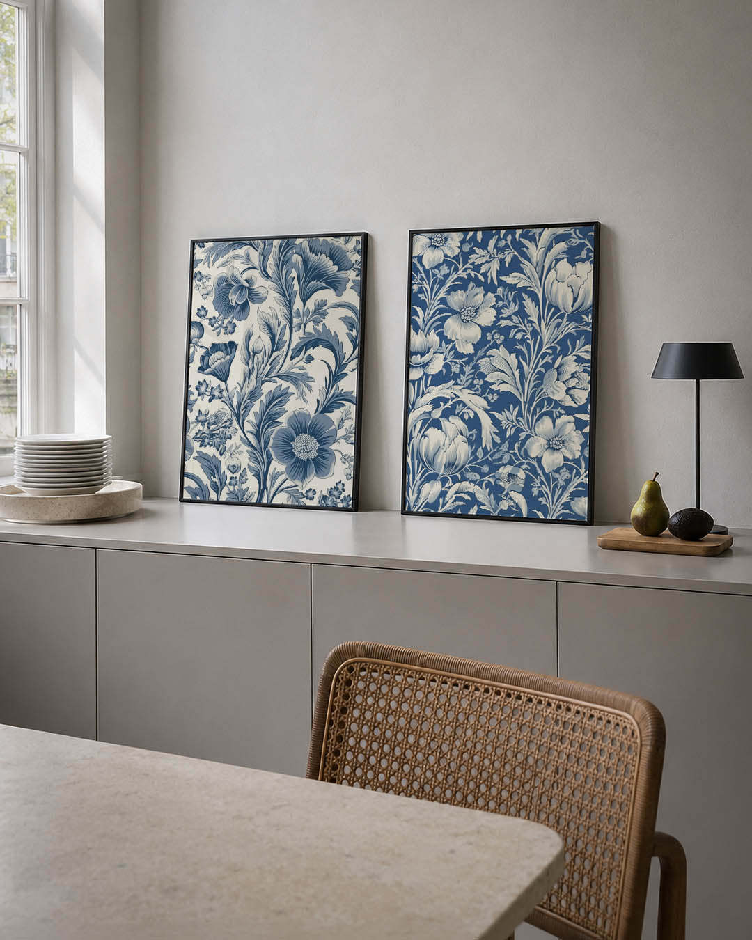 Blauwe bloemenweelde Posterset