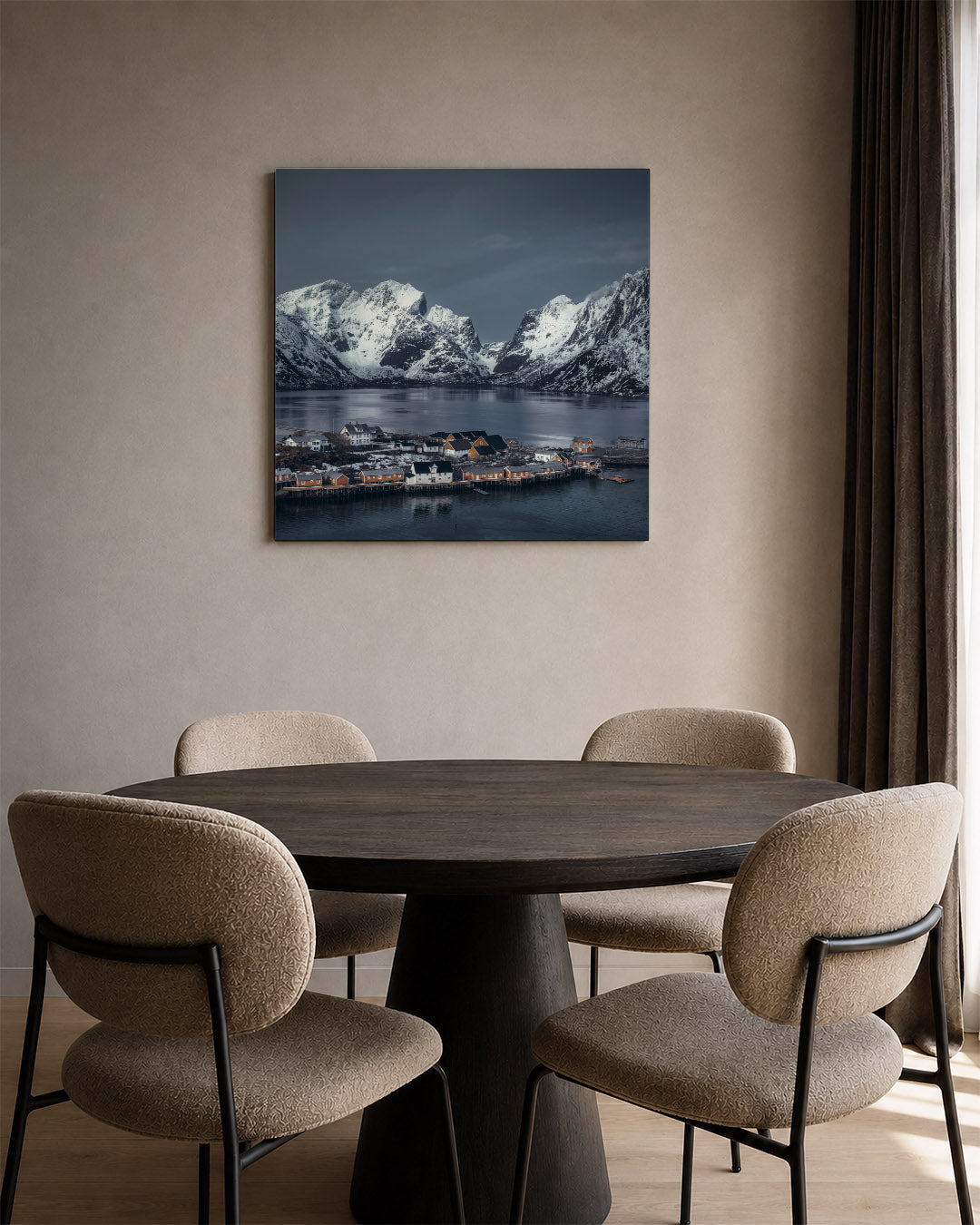 Berglandschap met huizen Kunstwerk