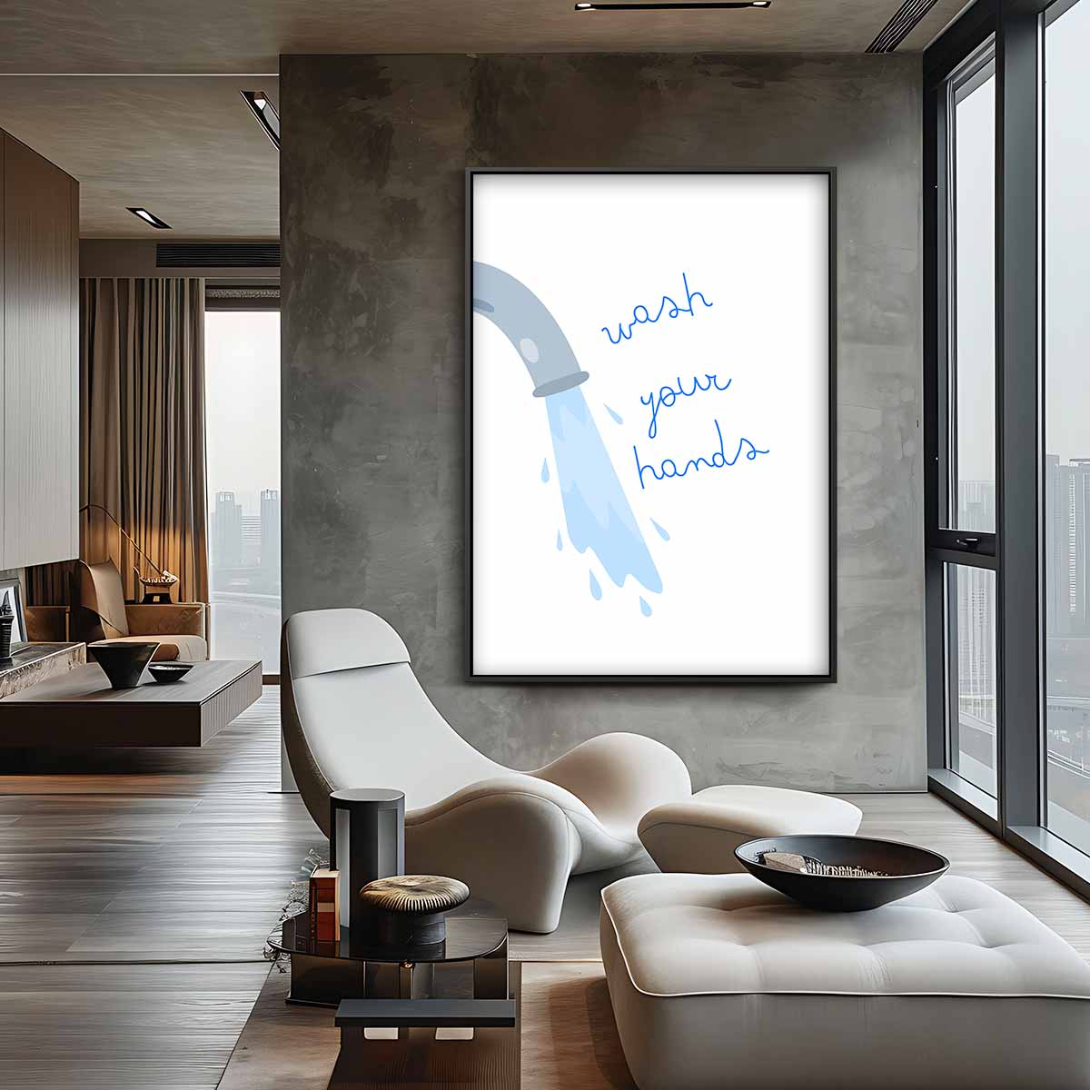 Handen Wassen Illustratie Kunstwerk-canvas-dibond-plexiglas-wanddecoratie-WallArtistic