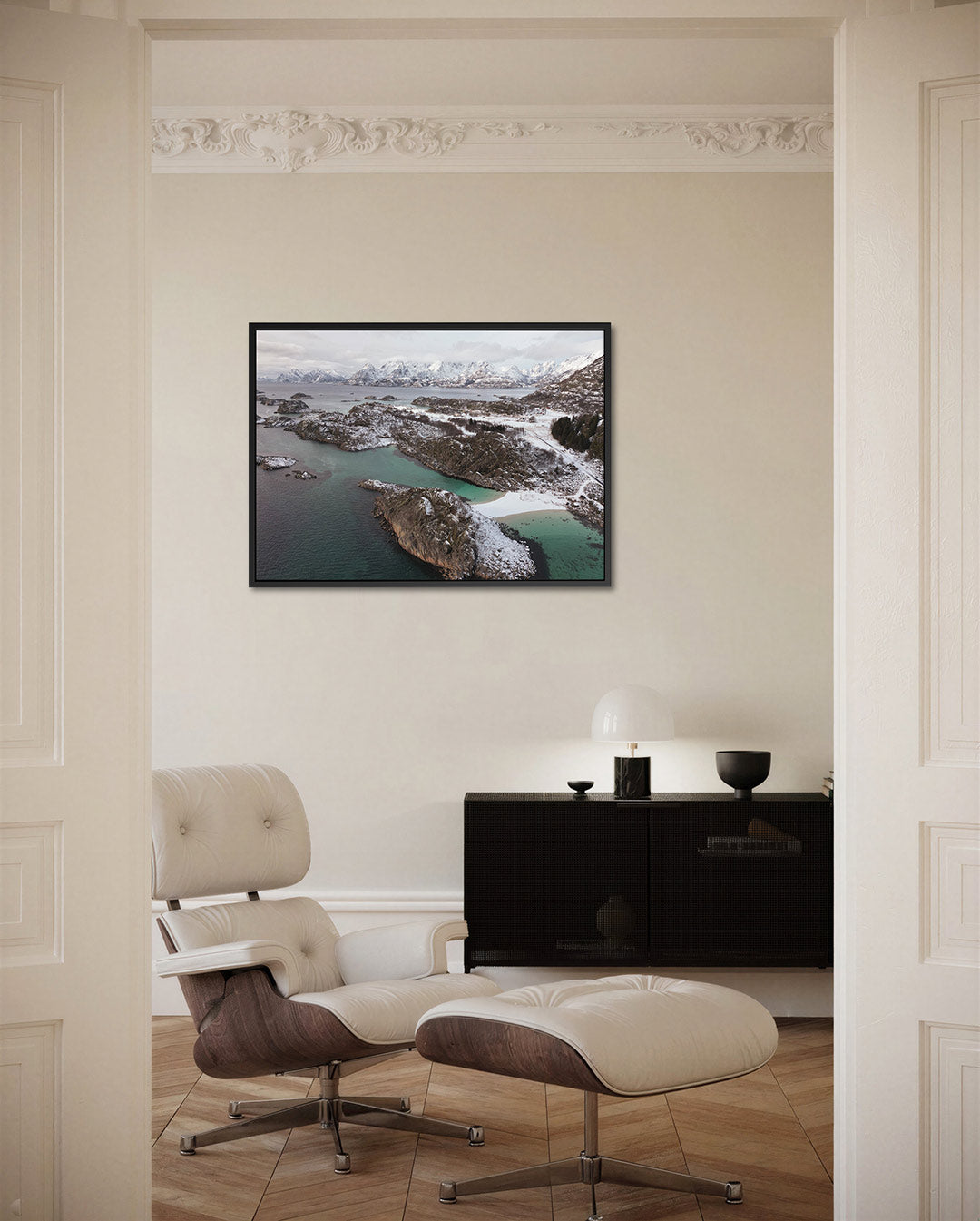 Kustlandschap met bergen Kunstwerk