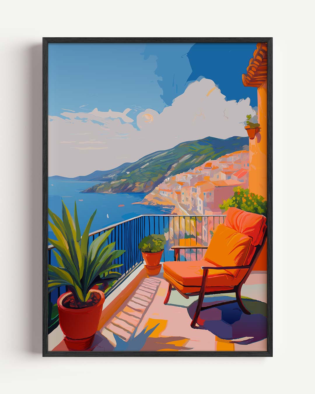 Droomuitzicht vanaf een Zonovergoten Balkon Poster-WallArtistic