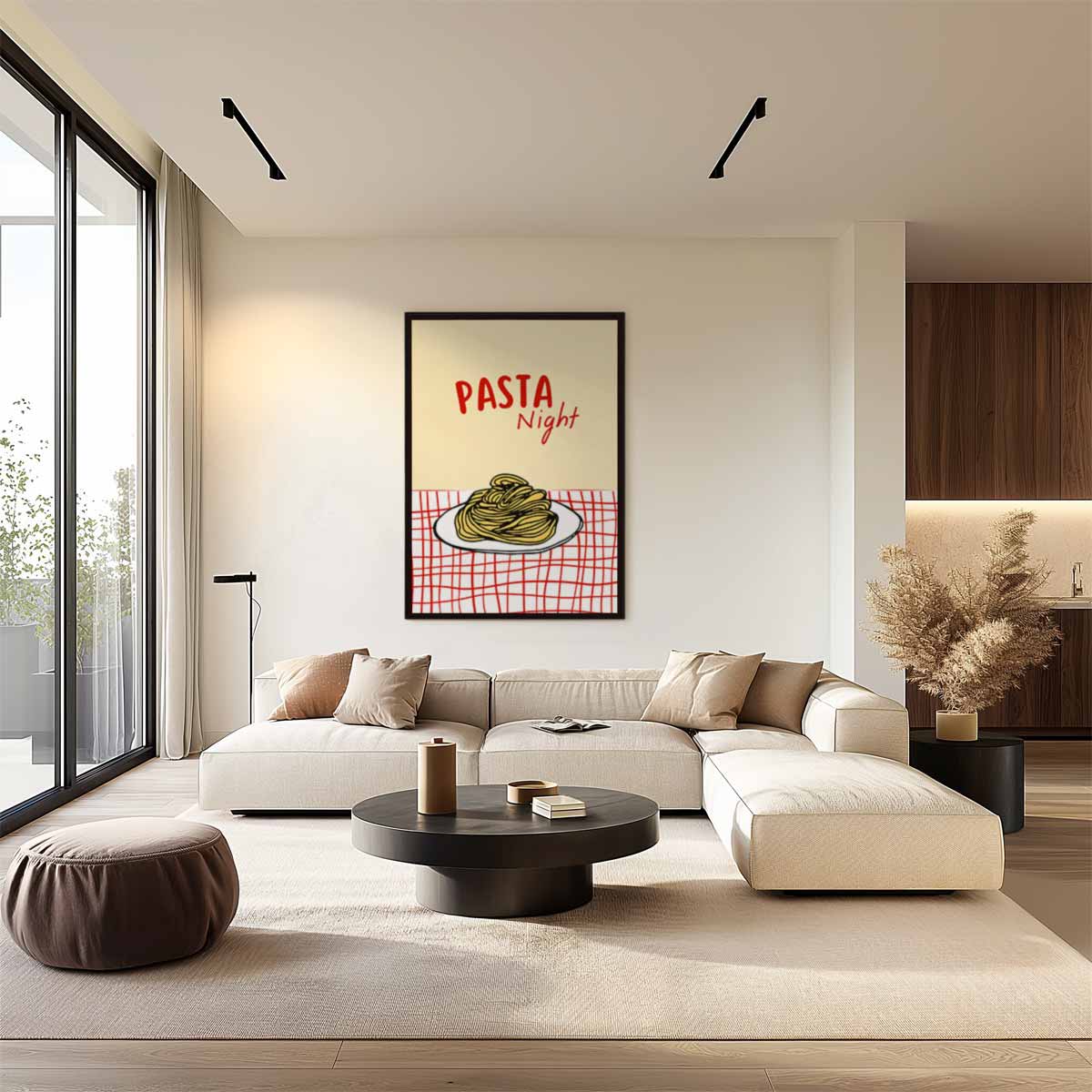 Pasta Night Poster Kunstwerk-canvas-dibond-plexiglas-wanddecoratie-WallArtistic