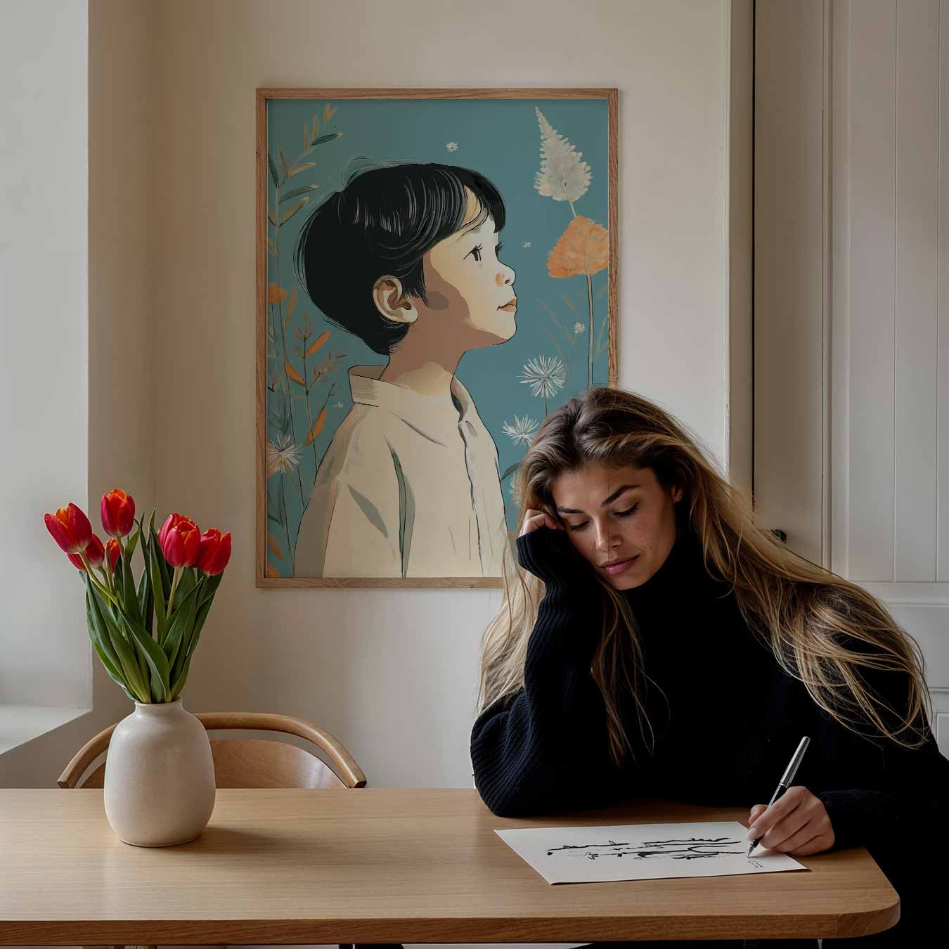 Dromerige Bloemkind Poster-WallArtistic