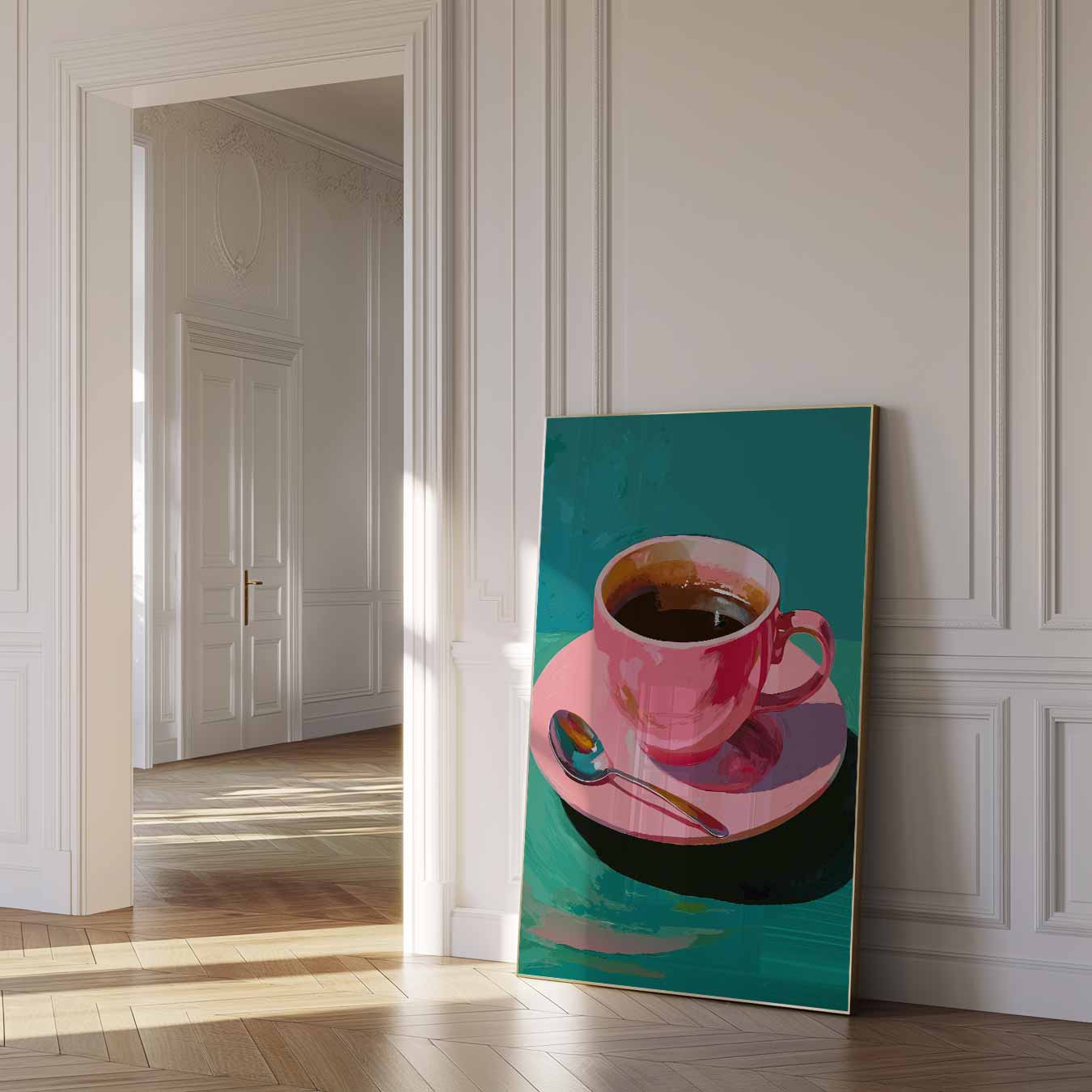 Roze Koffiekunst Poster-WallArtistic