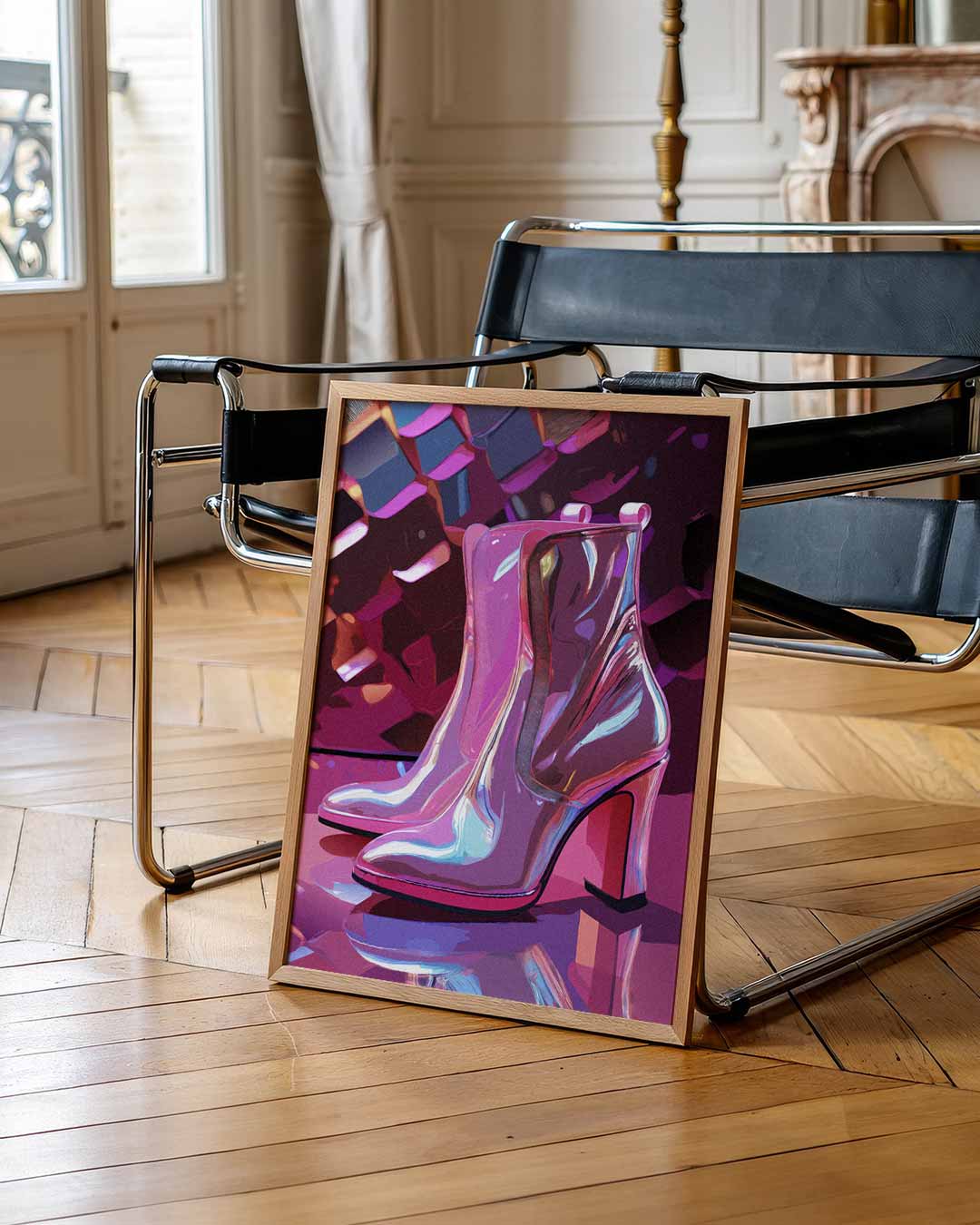 Glanzende Enkellaarsjes met Glamour Effect Poster-WallArtistic