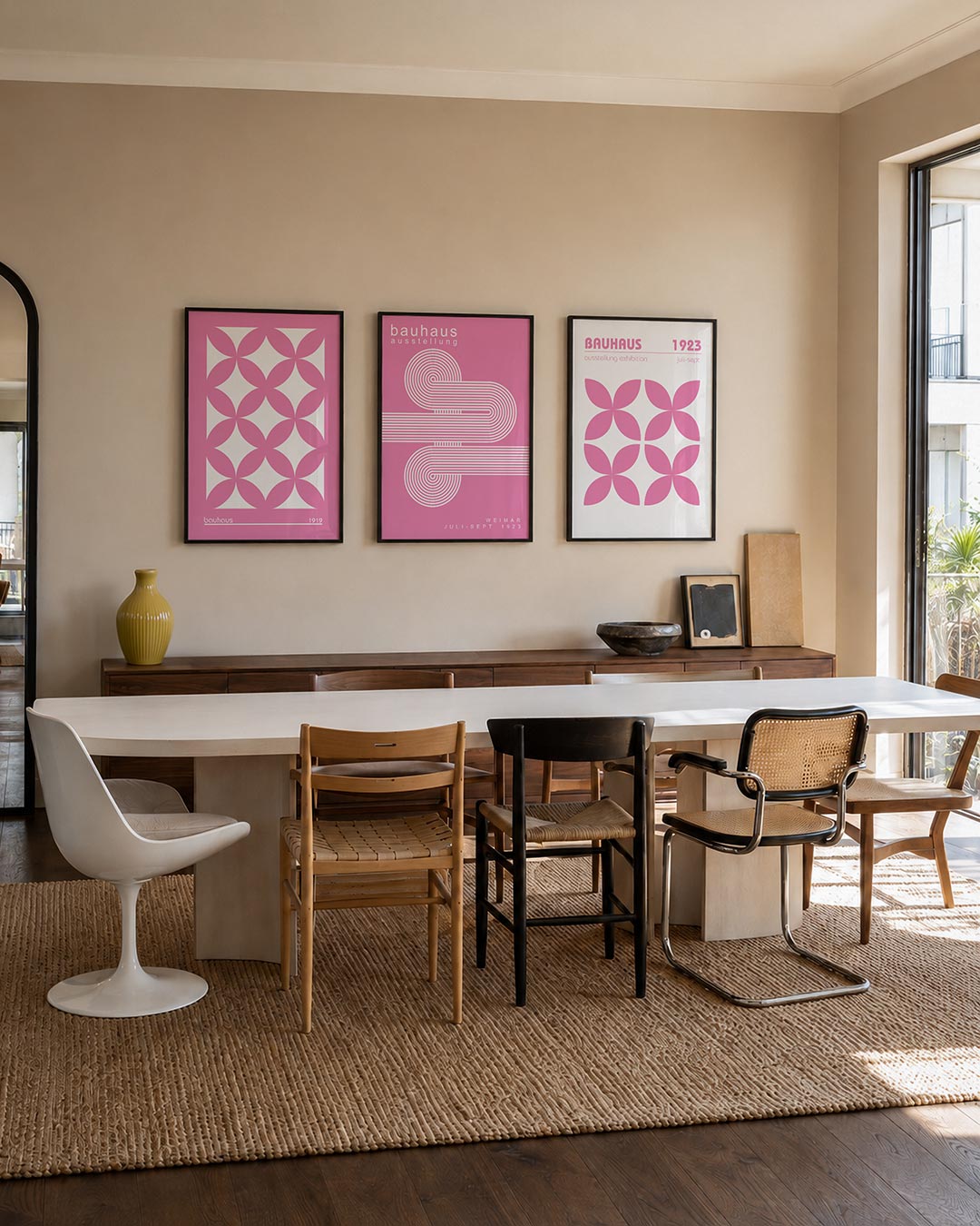 Roze cirkelpatroon Posterset