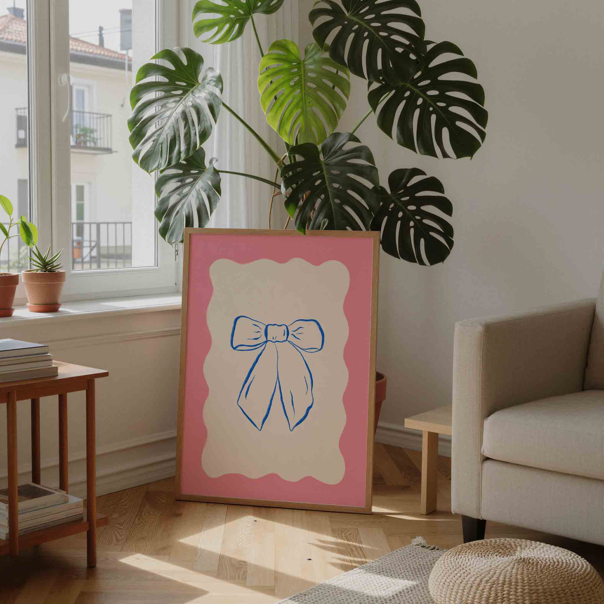 Strik op roze achtergrond Poster