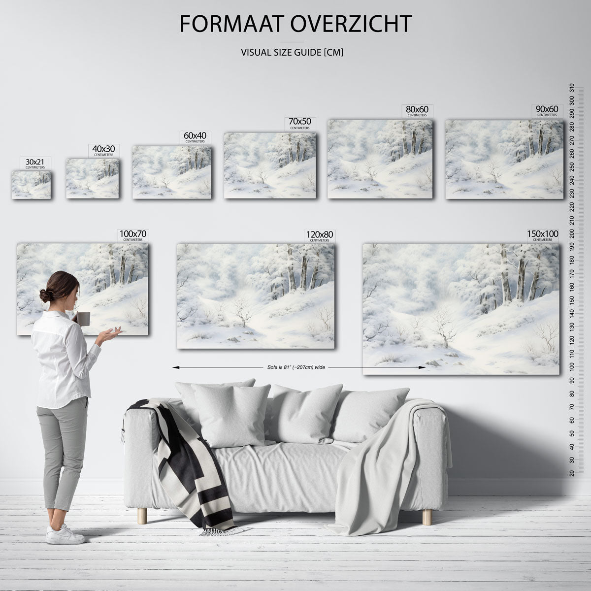 Winterlandschap met besneeuwde bomen Poster