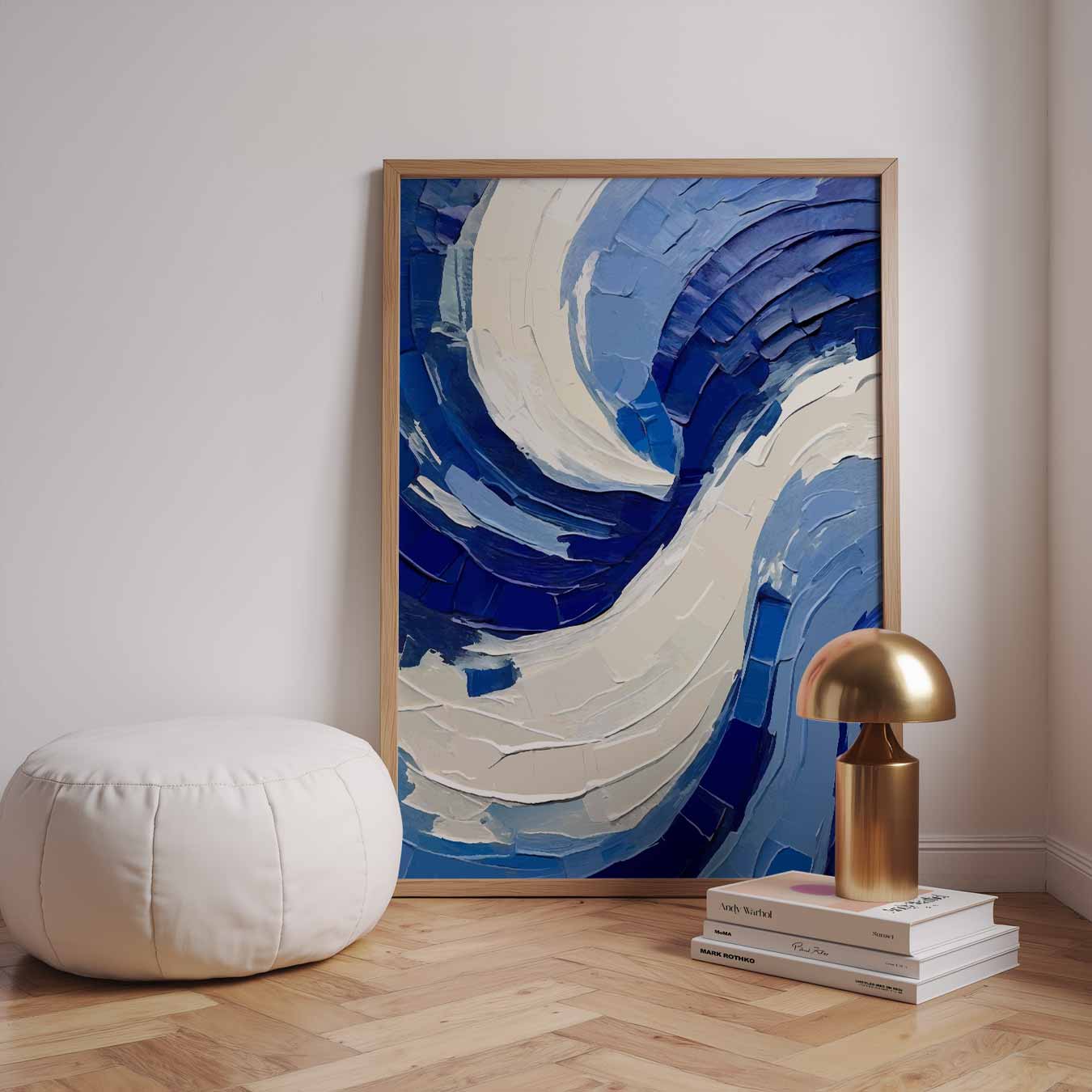 Abstracte Blauwe Swirl Poster-WallArtistic