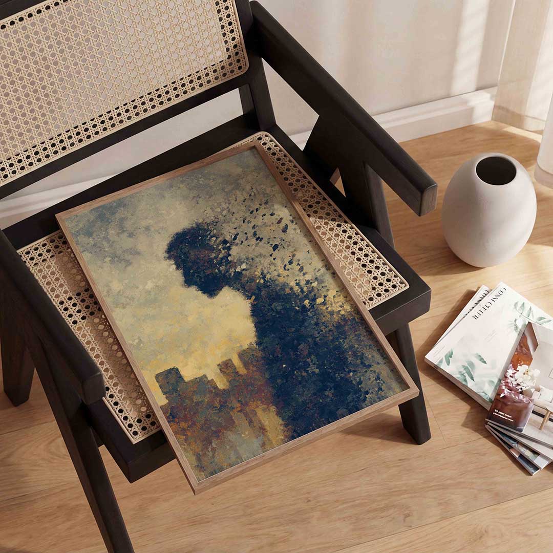Silhouet met stad Poster