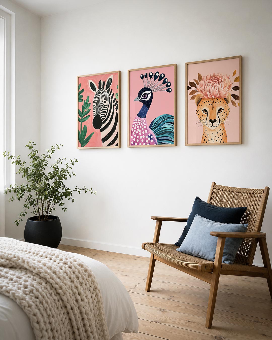 Zebra en bladeren Posterset
