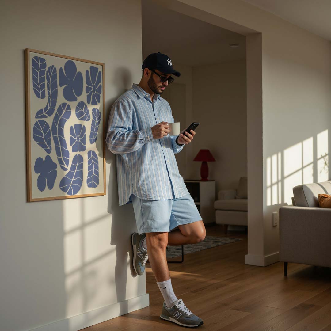 Botanische Pastelblauw Poster-WallArtistic