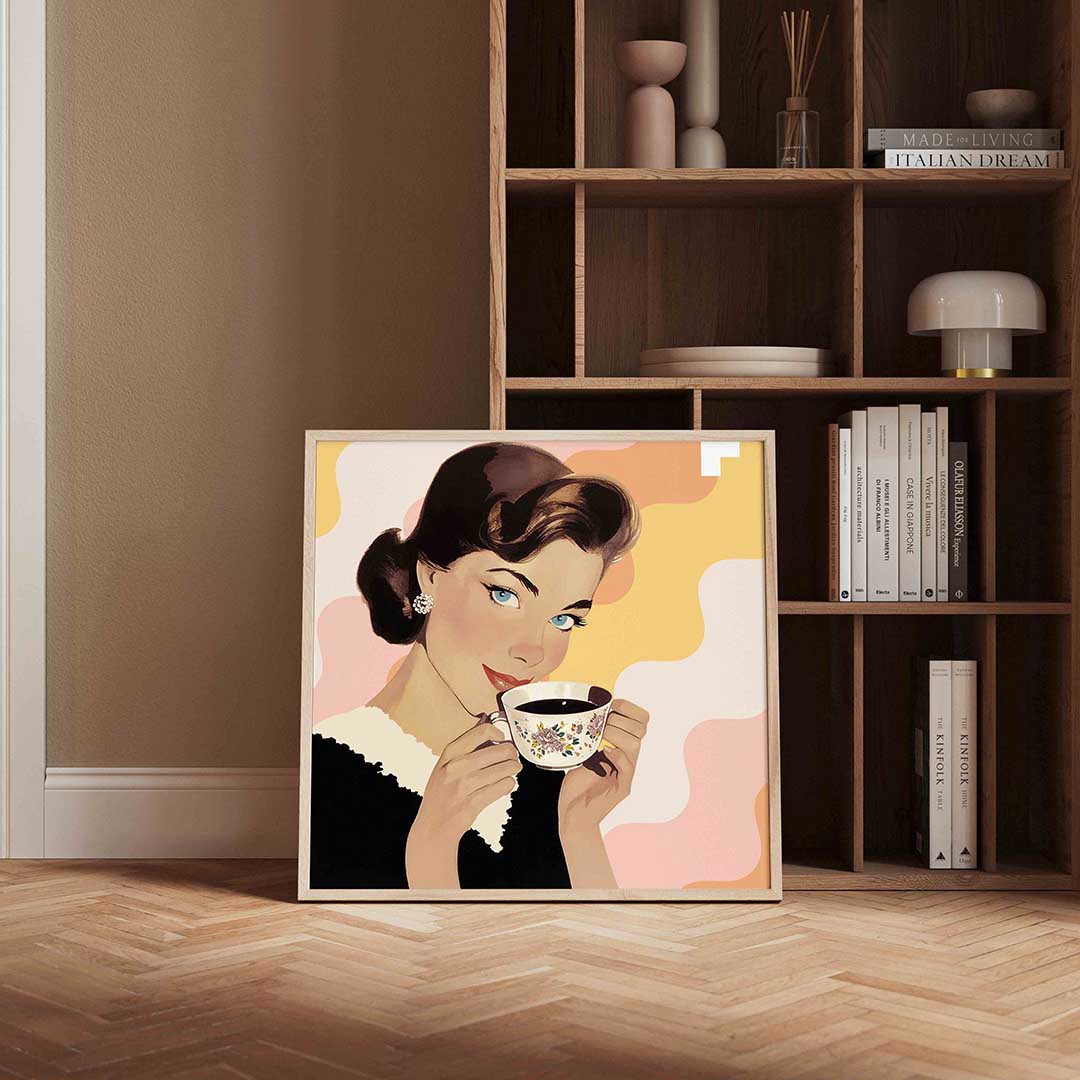 Vrouw met kopje Poster