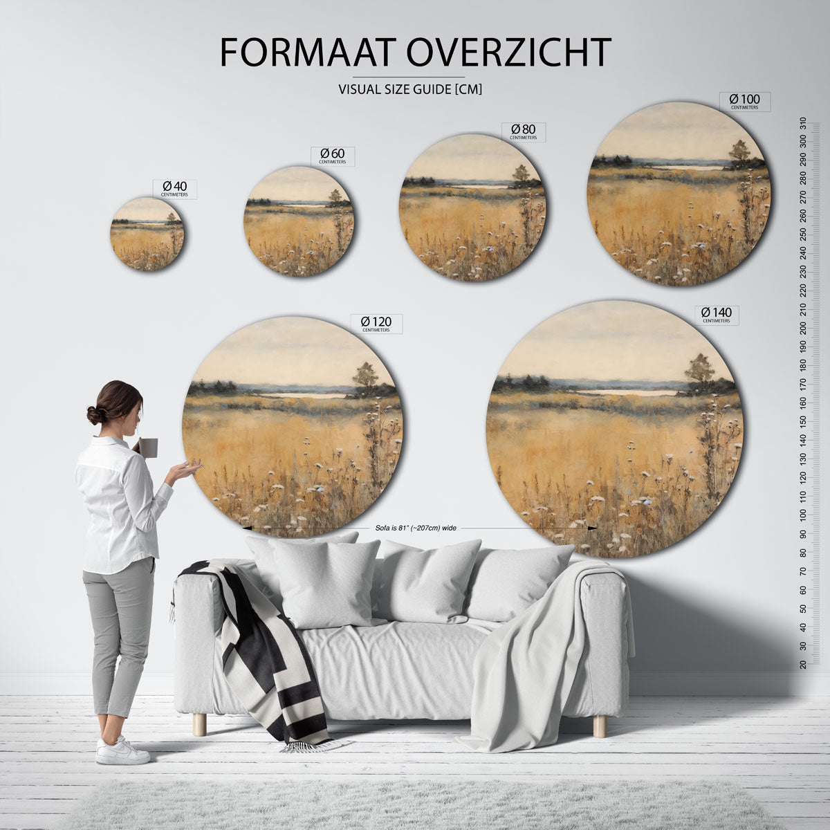 Landschap met bloemen Muurcirkel