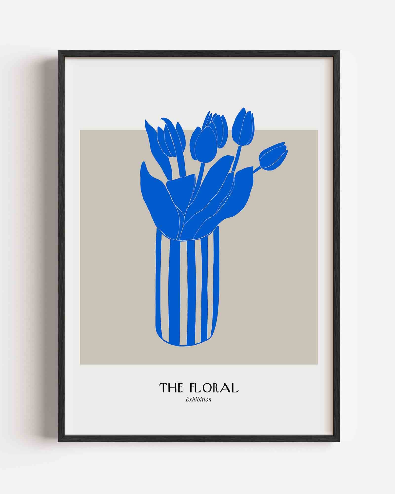 Blauwe tulpen in vaas Poster