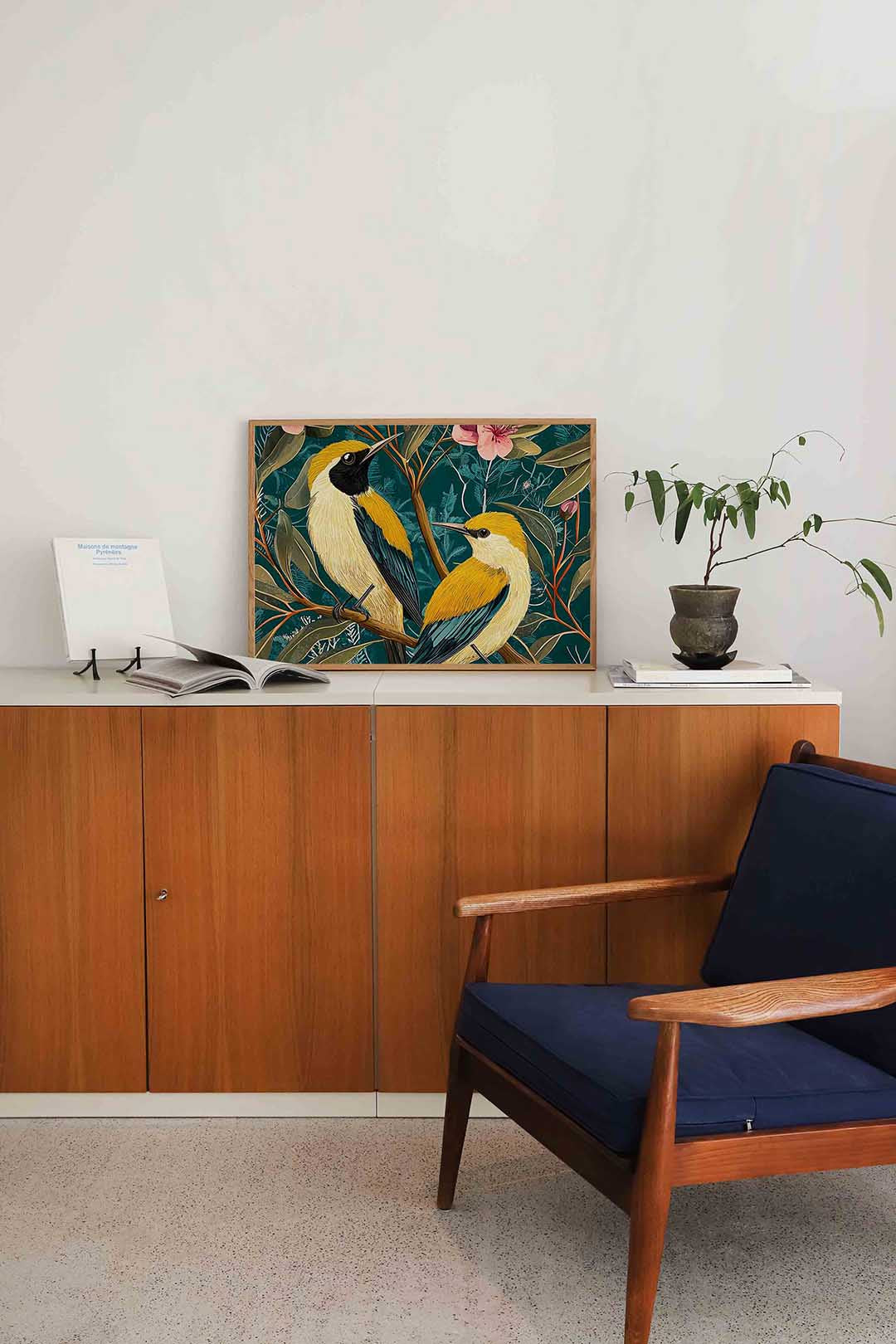 Vogels en bloemen Poster