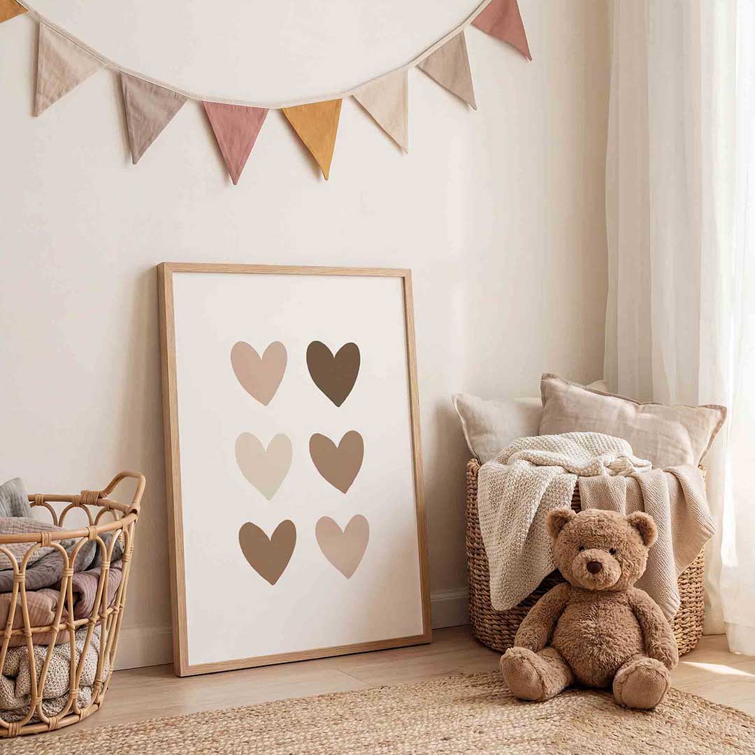 Harten in neutrale tinten Poster