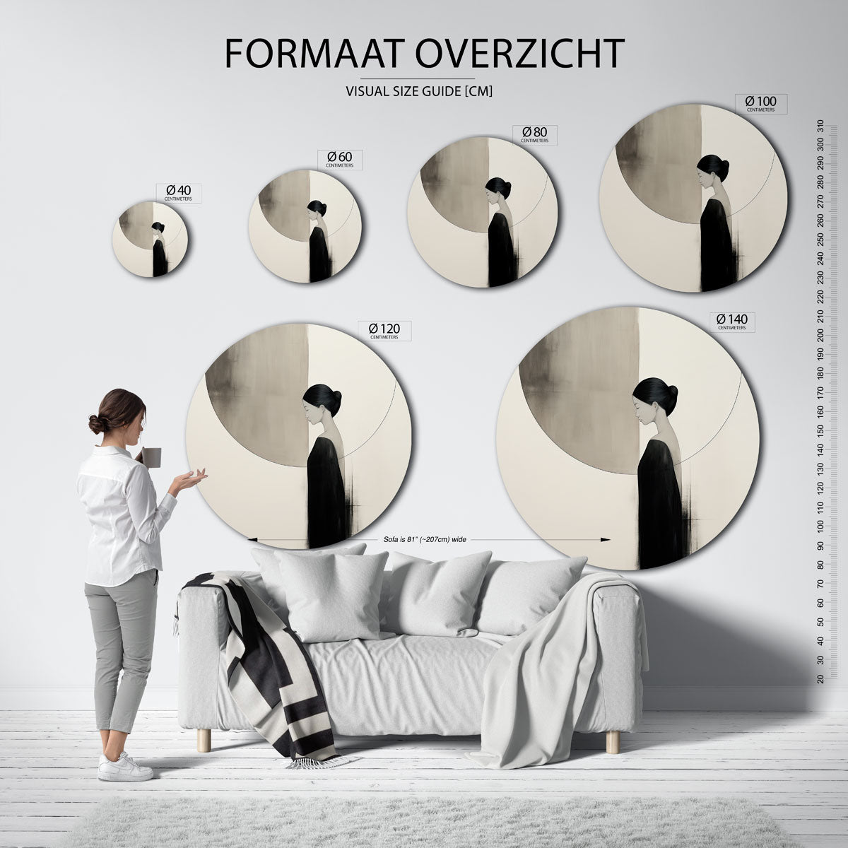 Vrouwelijk silhouet Muurcirkel