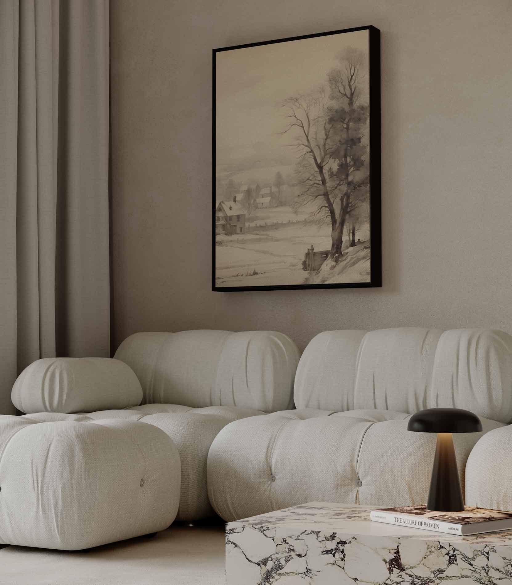 Winterse Rustieke Idylle Kunstwerk-canvas-dibond-plexiglas-wanddecoratie-WallArtistic