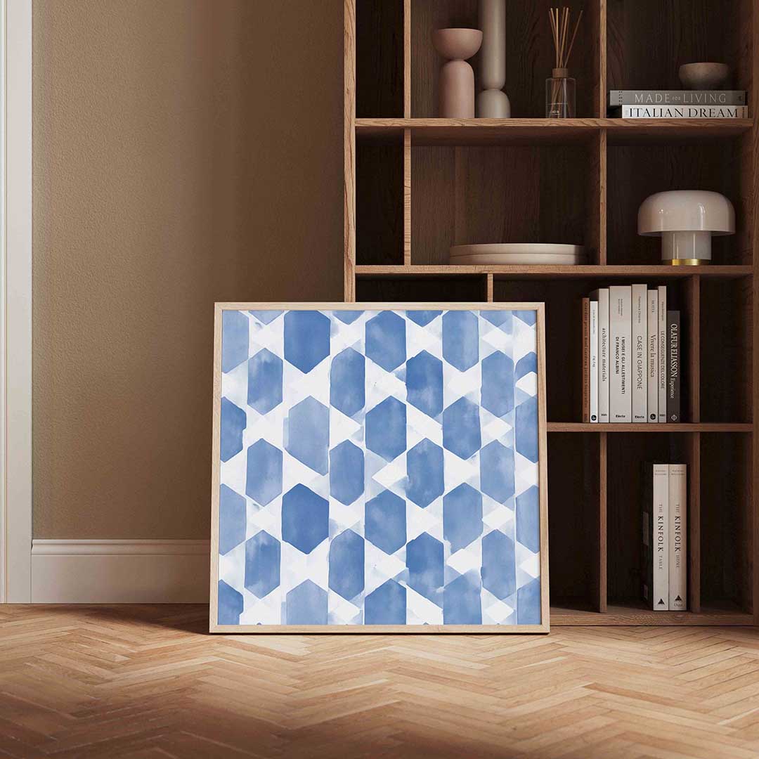 Blauwe geometrische vormen Poster