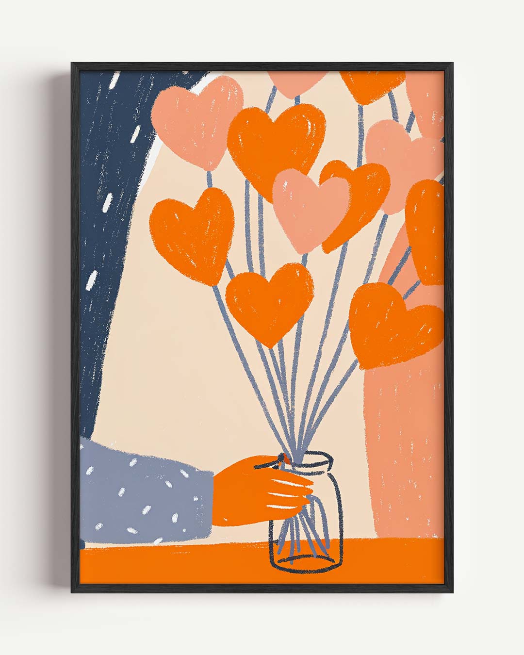 Liefdevolle Hartenbloemen Poster-WallArtistic