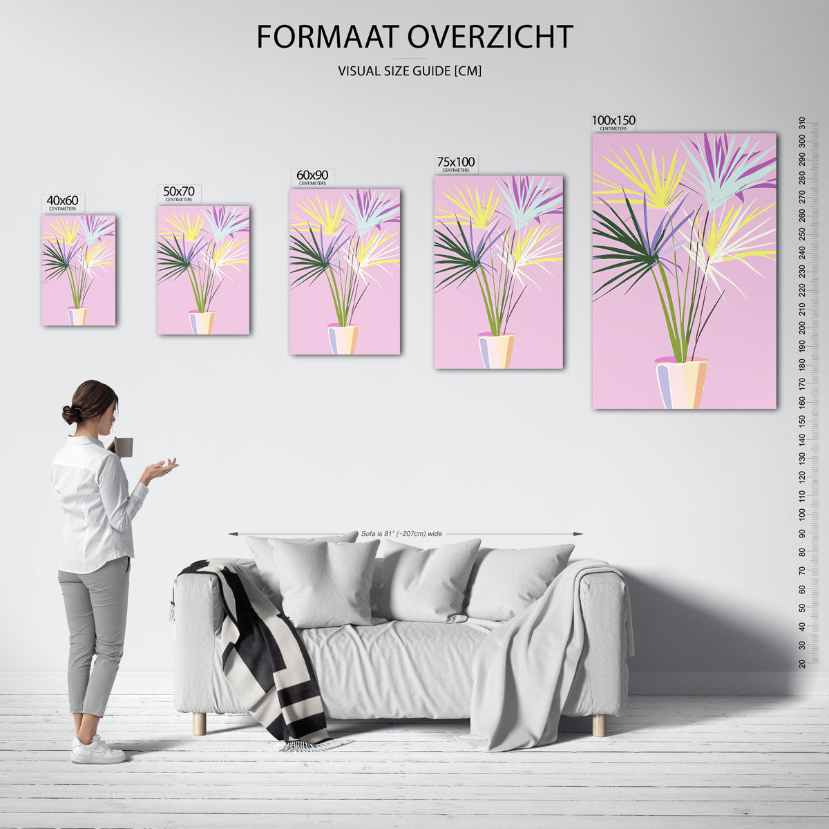 Kleurrijke palmbladeren Kunstwerk