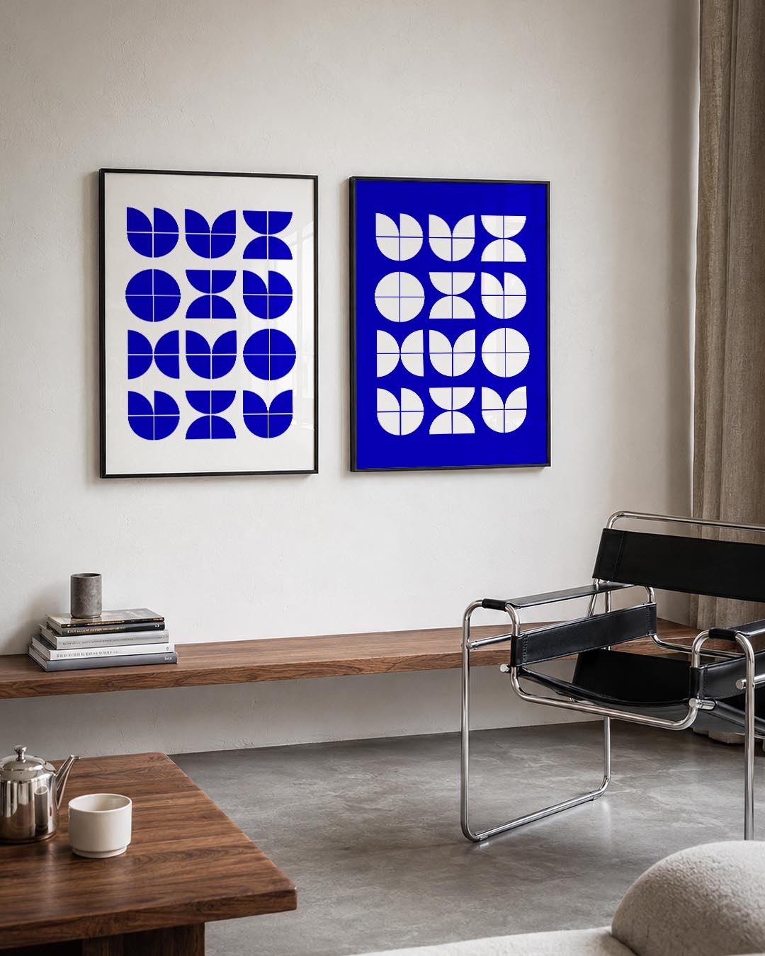 Vormenspel in blauw Posterset