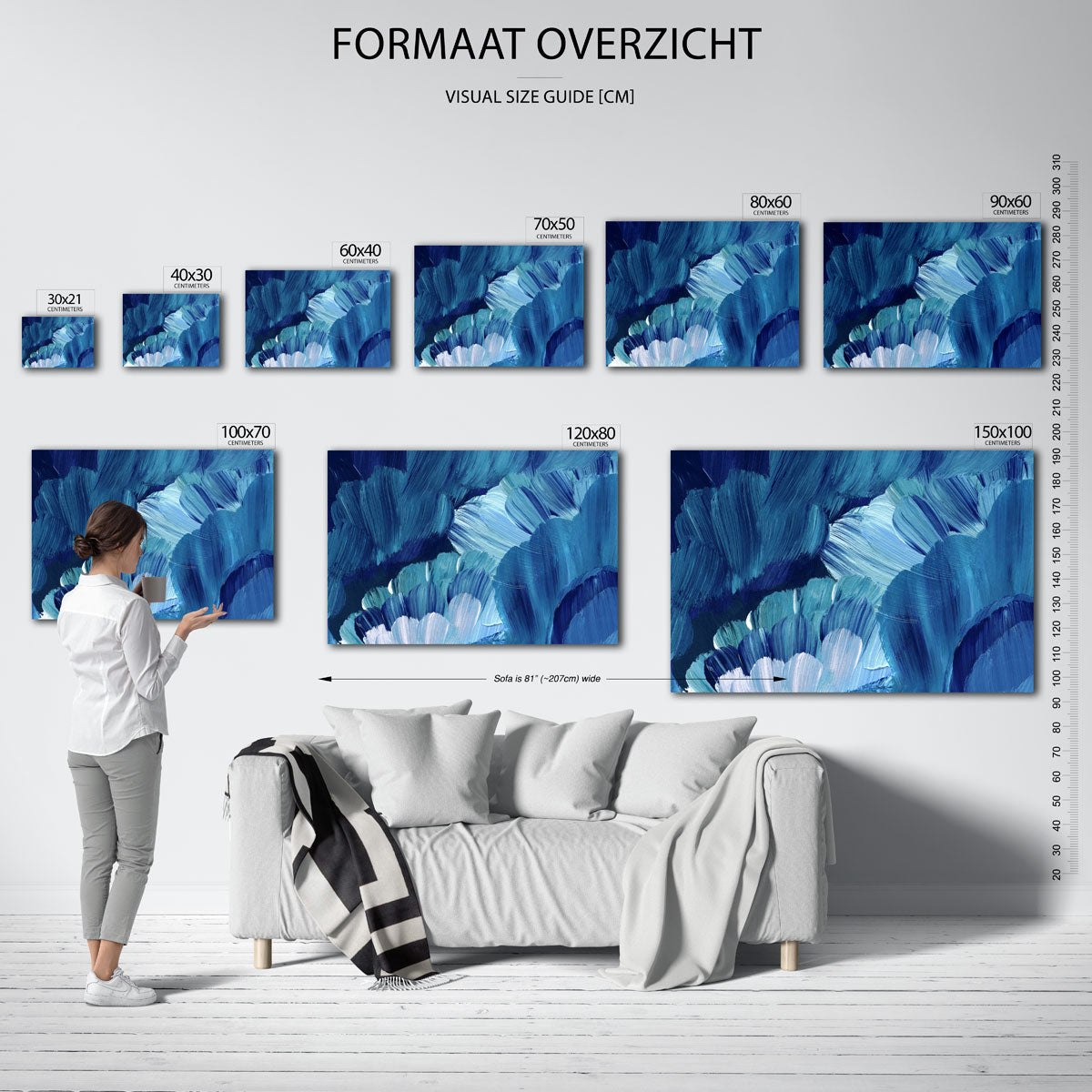Blauwe penseelstreken Poster