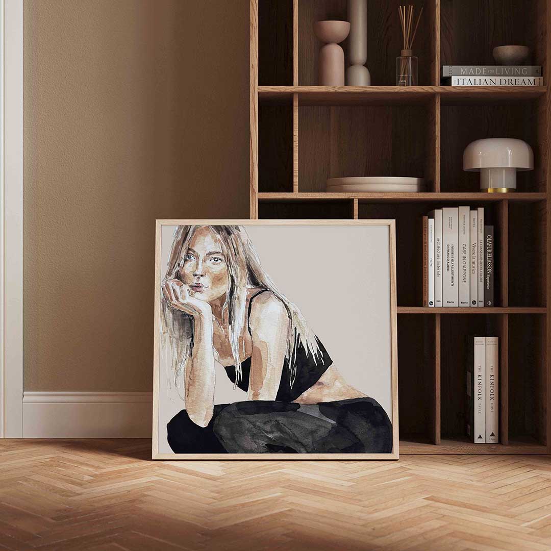 Vrouw in zwart top Poster