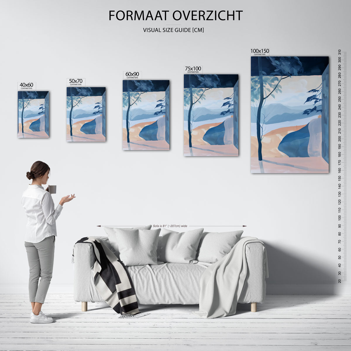 Landschap met blauwe tinten Kunstwerk