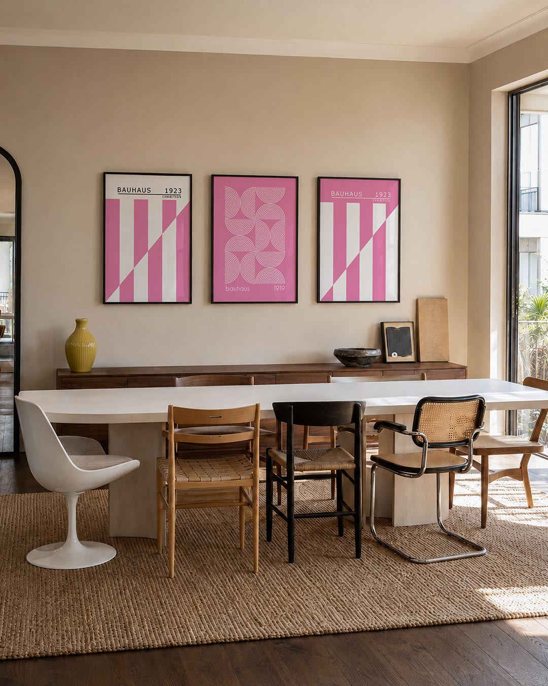 Roze lijnenspel Posterset
