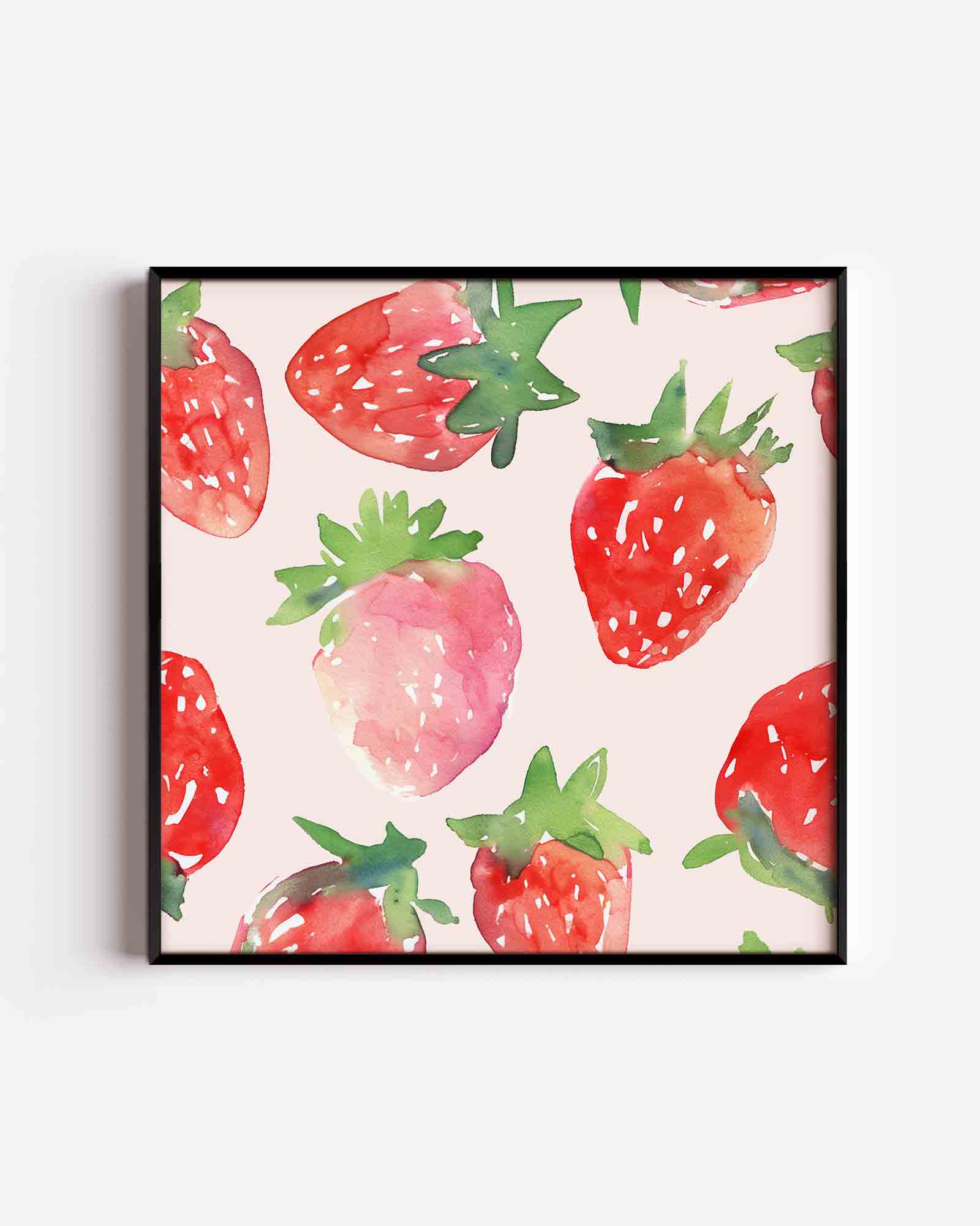 Aardbeien patroon Poster
