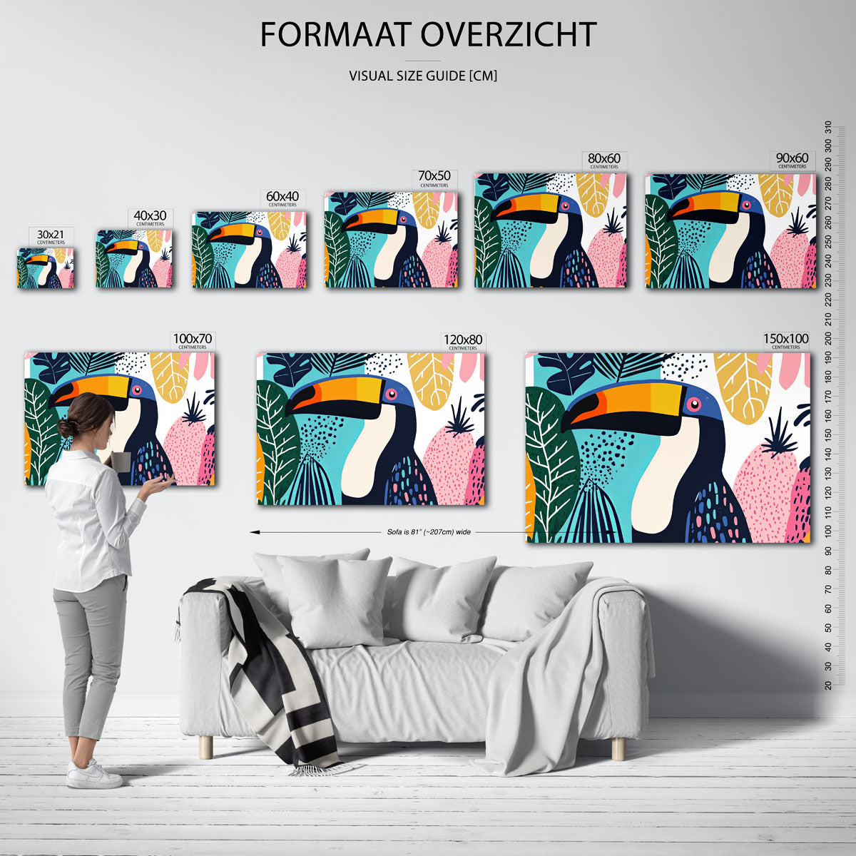 Toekan en bladeren Poster