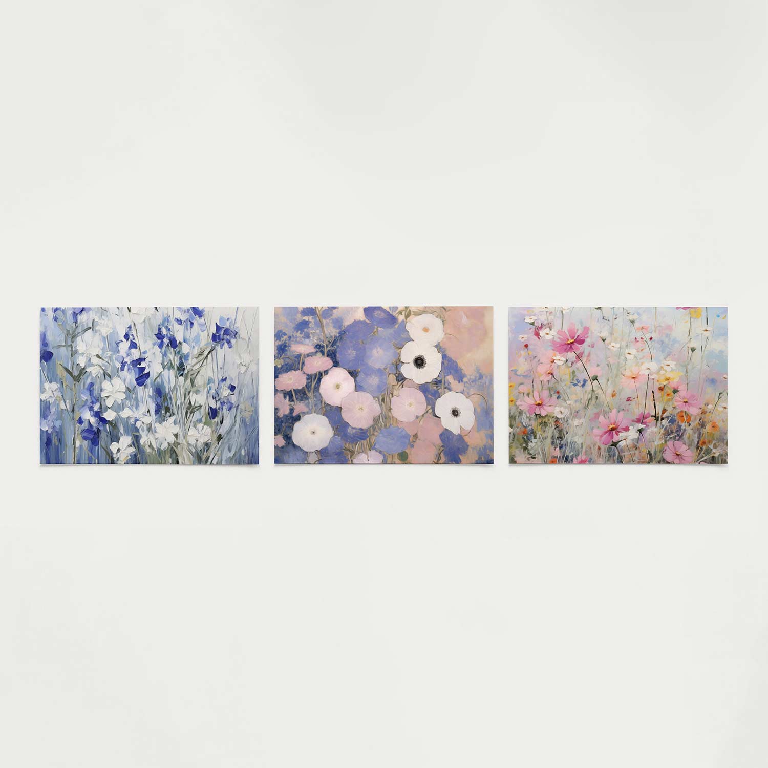 Bloemen en blauwtinten Posterset