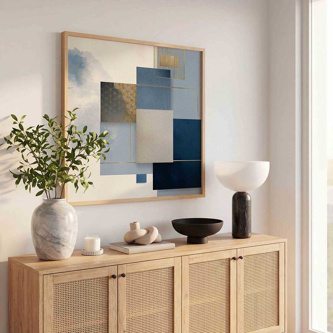 Geometrische blauwe compositie Poster