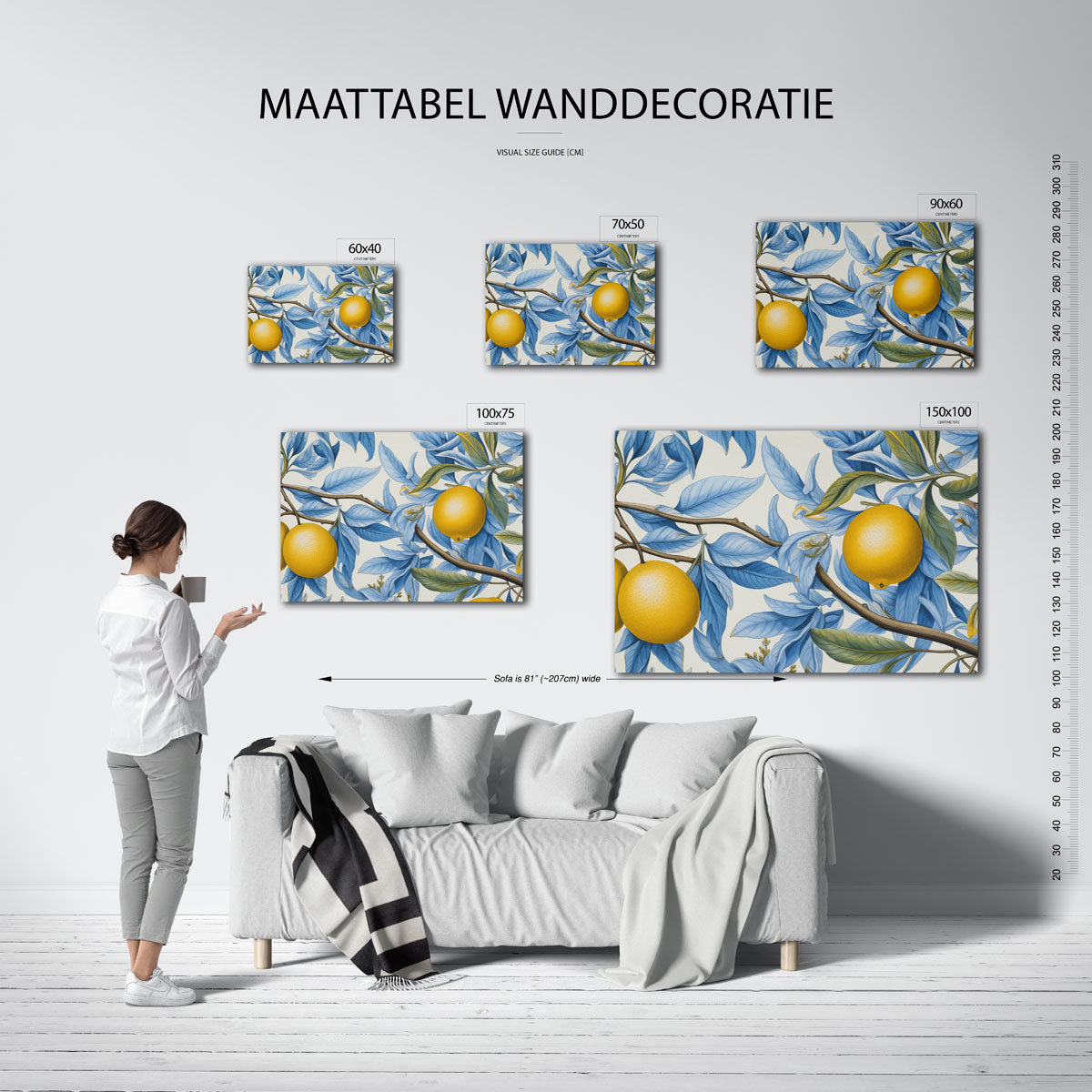 Citroen en bladeren Kunstwerk