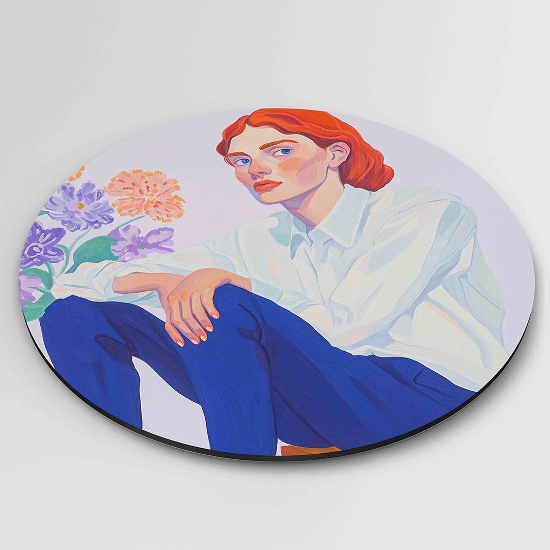 Vrouw met bloemen Muurcirkel