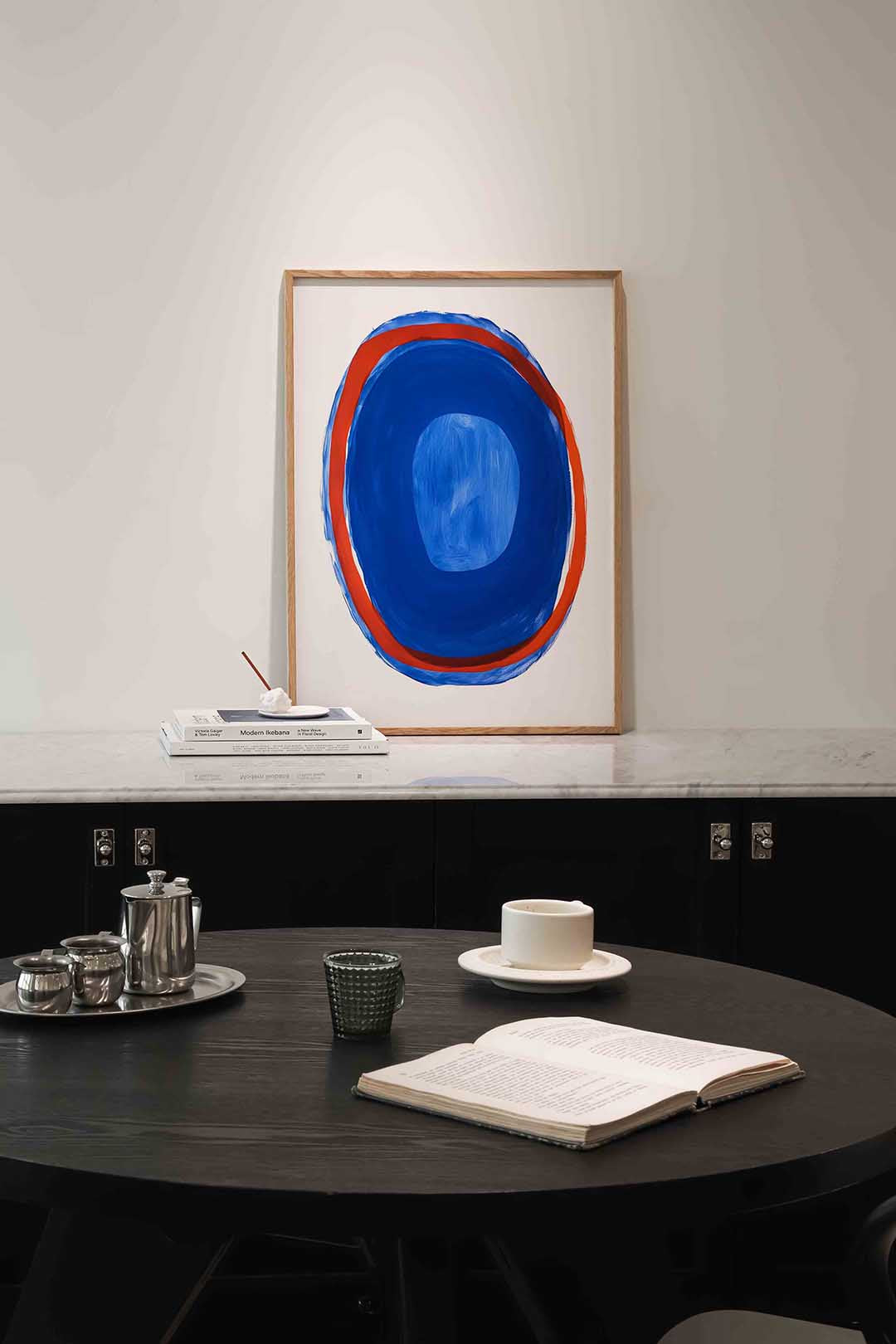 Blauwe en rode cirkel Poster