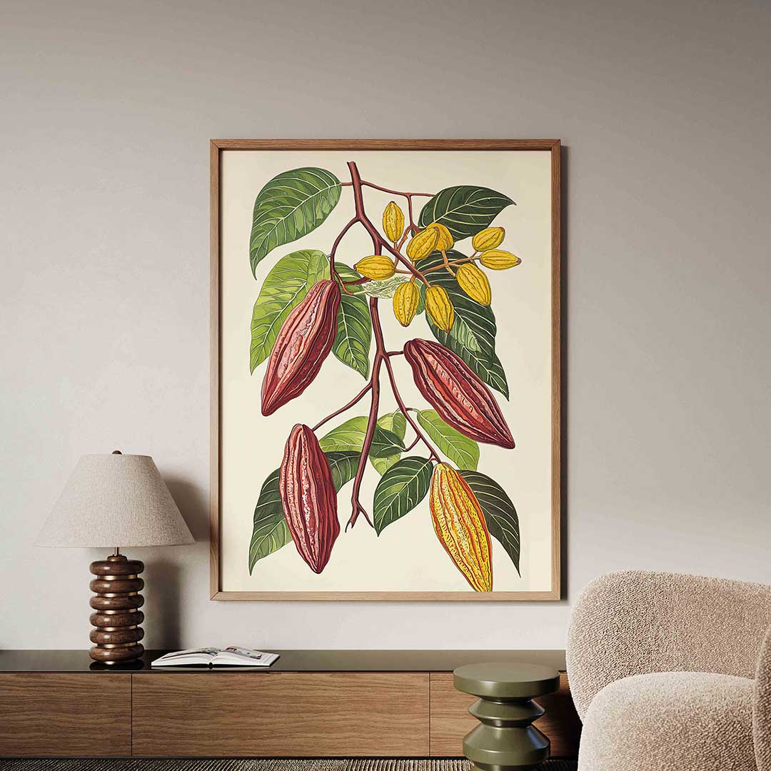 Cacaobonen en bladeren Poster